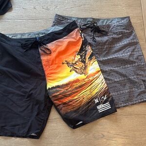 Men's Hurley Swim Shorts - Black and Orange